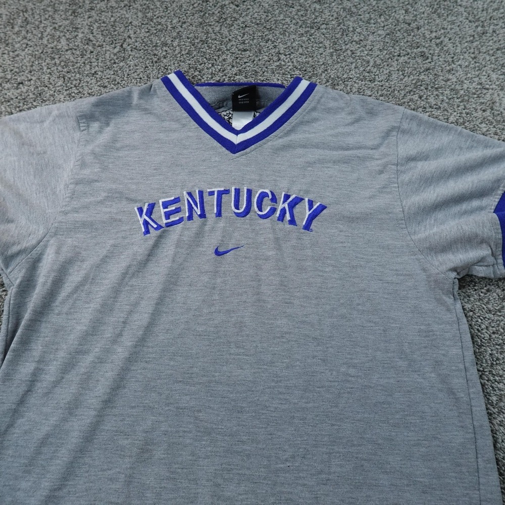 VTG Kentucky Wildcats Shirt Mens L Gray V Neck Short Sleeve Nike NCAA KY 90s Y2K